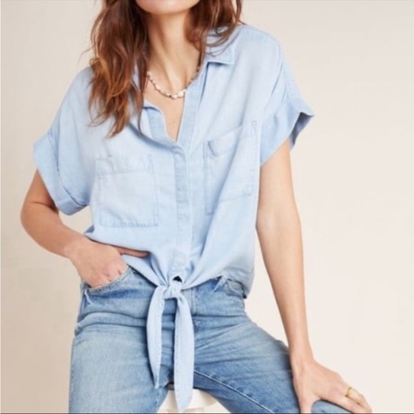 Cloth & Stone Tie-Front Chambray Buttondown Shirt - Picture 1 of 8